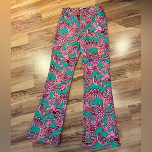 Alice + Olivia Trousers in Vibrant Pink and Green Paisley